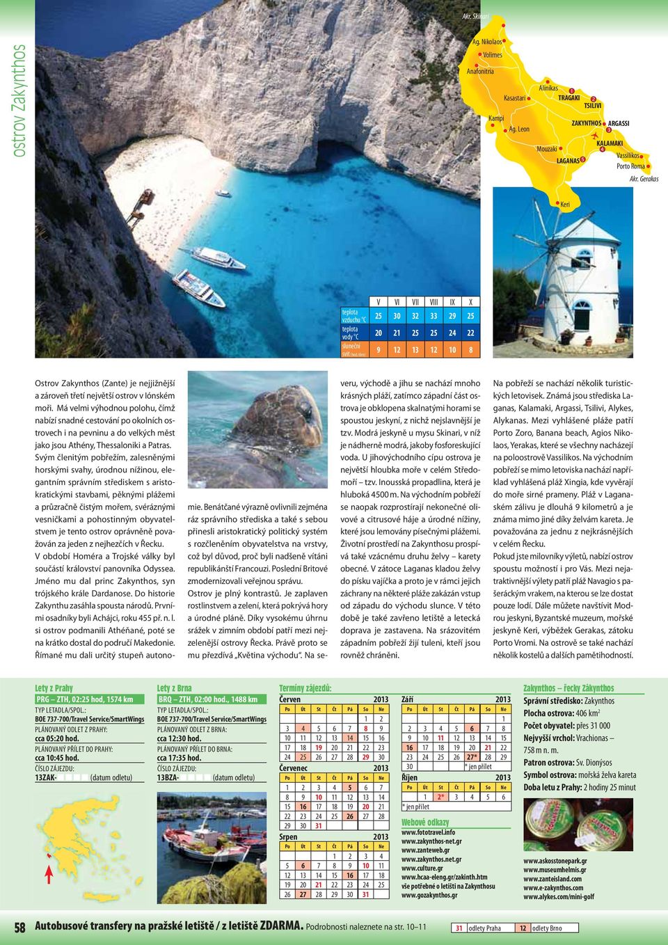 /den) 9 12 13 12 10 8 Ostrov Zakynthos (Zante) je nejjižnější a zároveň třetí největší ostrov v Iónském moři.