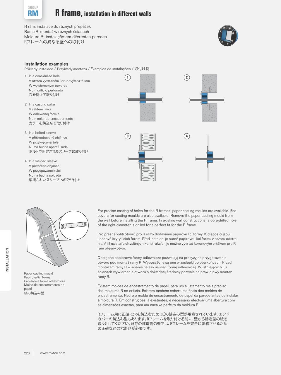 odlewanej formie Num colar de encastramento 3 In a bolted sleeve V přišroubované objímce W przykręcanej tulei Numa bucha aparafusada 4 In a welded sleeve V přivařené objímce W przyspawanej tulei Numa