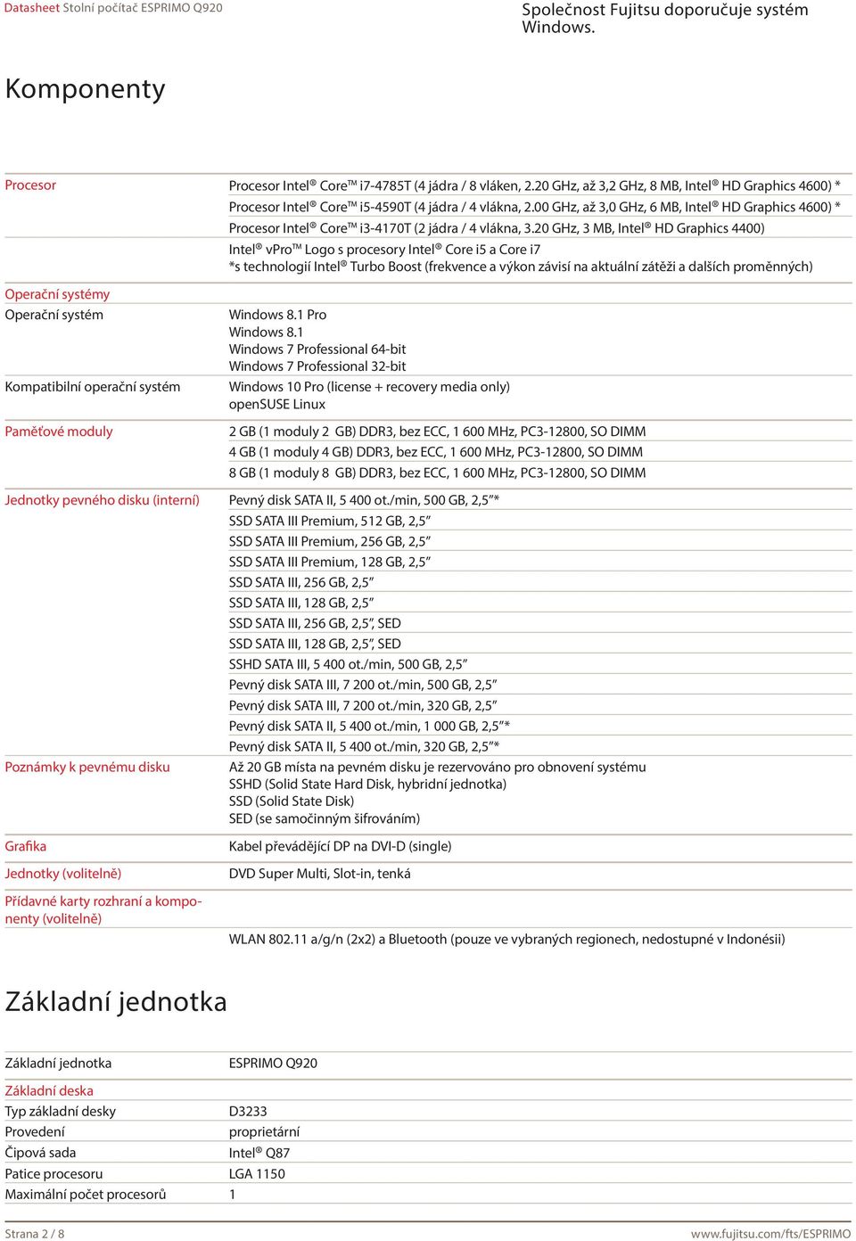 20 GHz, 3 MB, Intel HD Graphics 4400) Intel vpro Logo s procesory Intel Core i5 a Core i7 *s technologií Intel Turbo Boost (frekvence a výkon závisí na aktuální zátěži a dalších proměnných) Operační