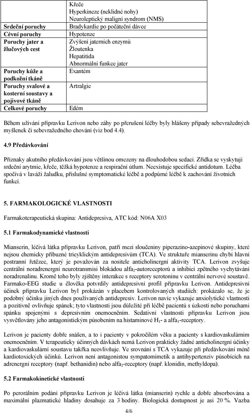 Lerivon nebo záhy po přerušení léčby byly hlášeny případy sebevražedných myšlenek či sebevražedného chování (viz bod 4.