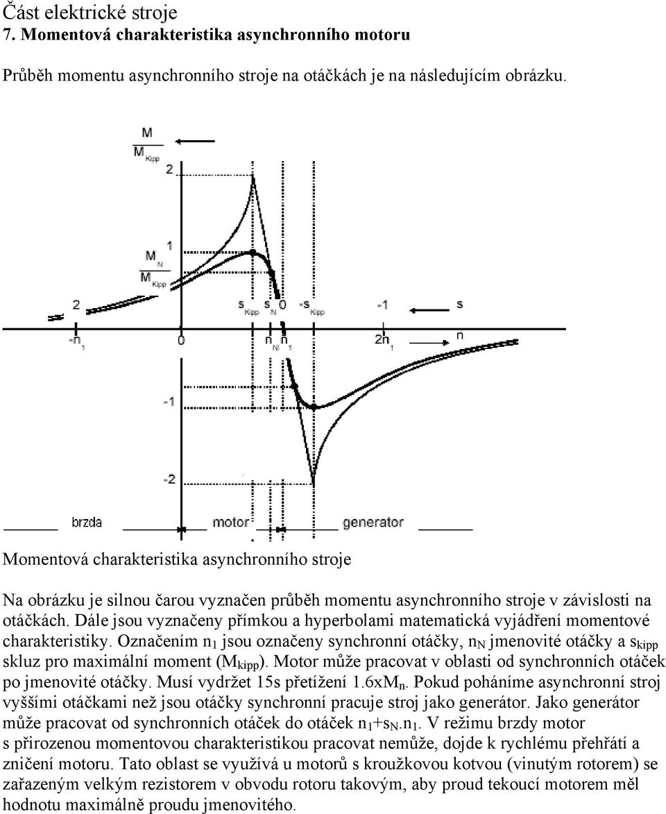 Dále jsou vyznačeny přímkou a hyperbolami matematická vyjádření momentové charakteristiky.