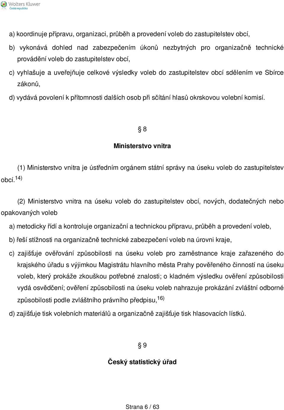 8 Ministerstvo vnitra obcí.