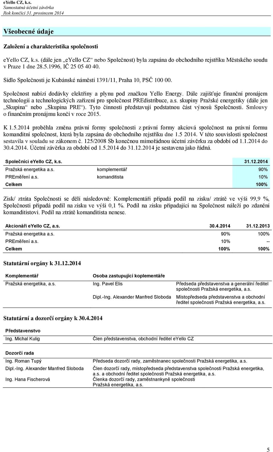 Dále zajišťuje finanční pronájem technologií a technologických zařízení pro společnost PREdistribuce, a.s. skupiny Pražské energetiky (dále jen Skupina nebo Skupina PRE ).