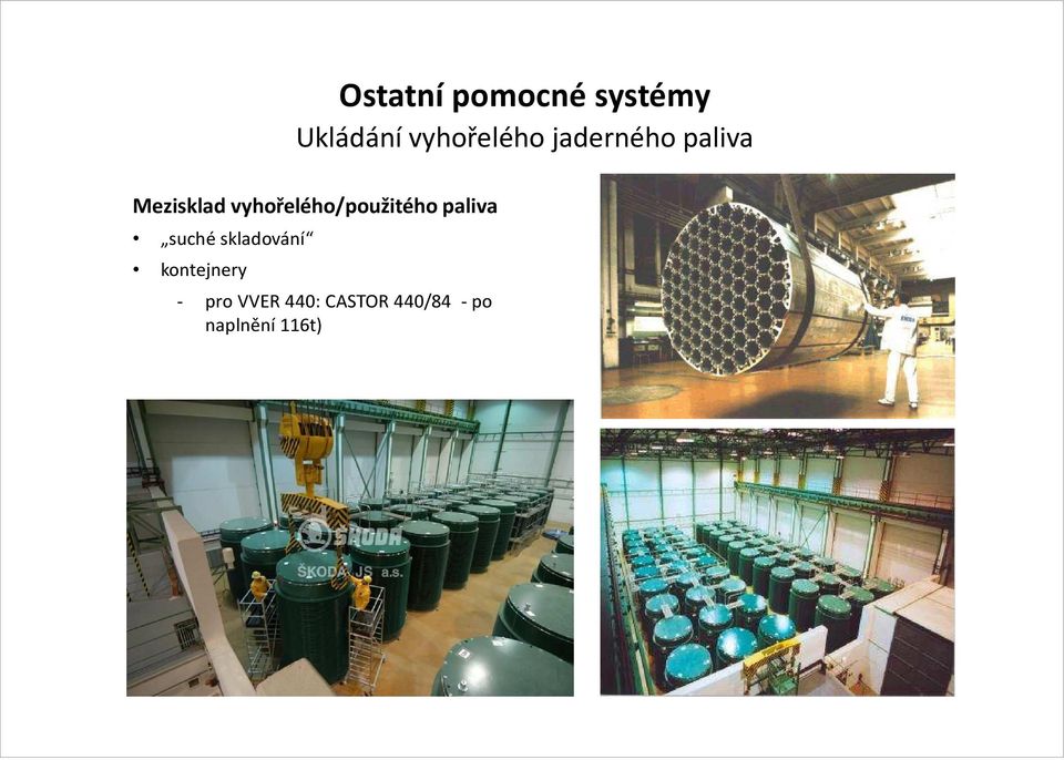 vyhořelého/použitého paliva suché