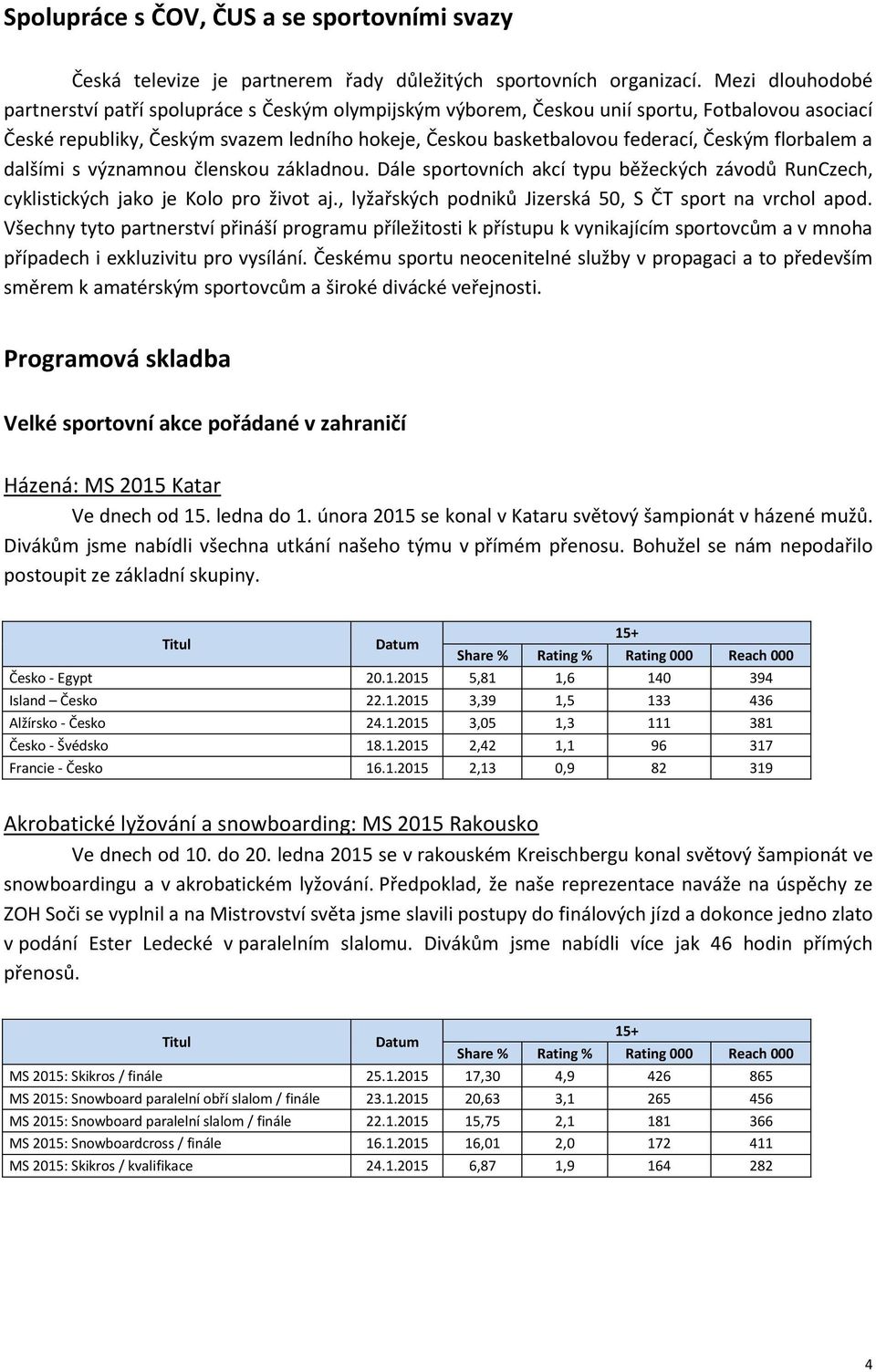 florbalem a dalšími s významnou členskou základnou. Dále sportovních akcí typu běžeckých závodů RunCzech, cyklistických jako je Kolo pro život aj.