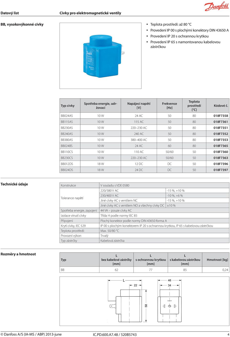 80 018F7353 BB024BS 10 W 24 AC 60 80 018F7365 BB110CS 10 W 110 AC 50/60 50 018F7360 BB230CS 10 W 220 230 AC 50/60 50 018F7363 BB012DS 18 W 12 DC DC 50 018F7396 BB024DS 18 W 24 DC DC 50 018F7397