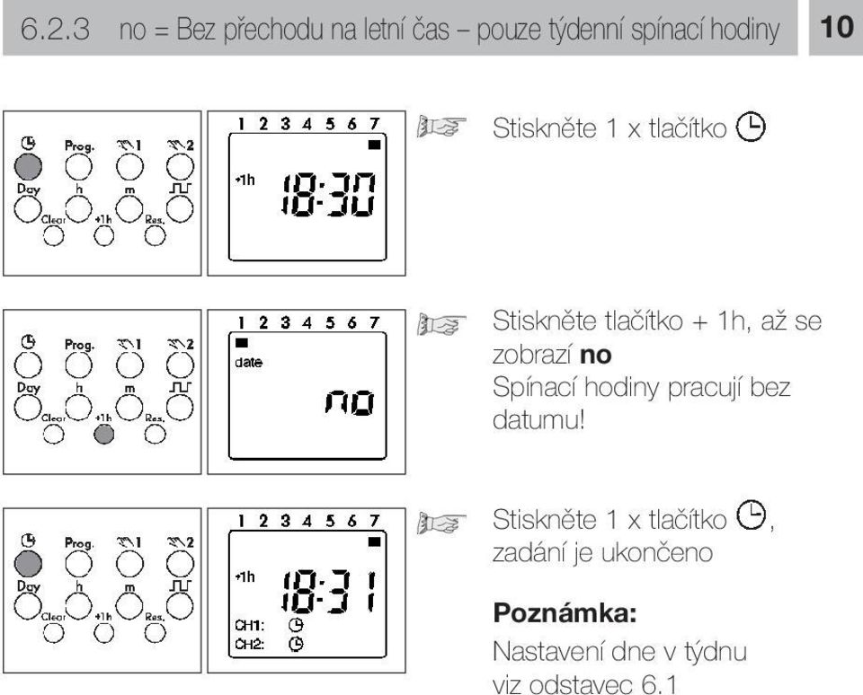 zobrazí no Spínací hodiny pracují bez datumu!