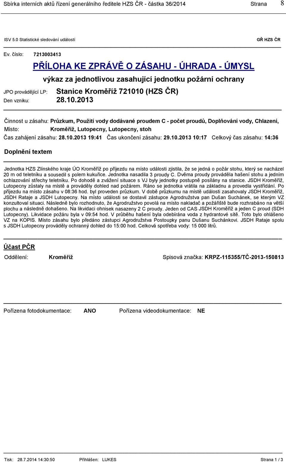 0 (HZS ČR) Den vzniku: 28.10.