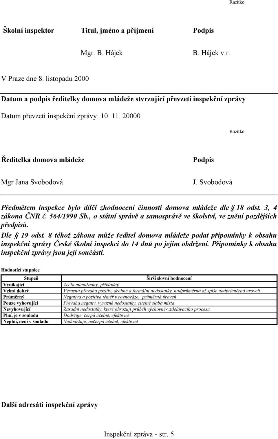 Svobodová Předmětem inspekce bylo dílčí zhodnocení činnosti domova mládeže dle 18 odst. 3, 4 zákona ČNR č. 564/1990 Sb., o státní správě a samosprávě ve školství, ve znění pozdějších předpisů.