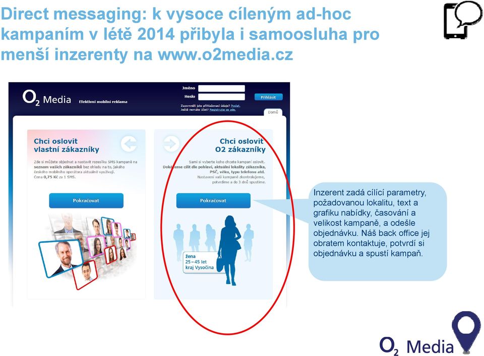 cz Inzerent zadá cílící parametry, požadovanou lokalitu, text a grafiku nabídky,