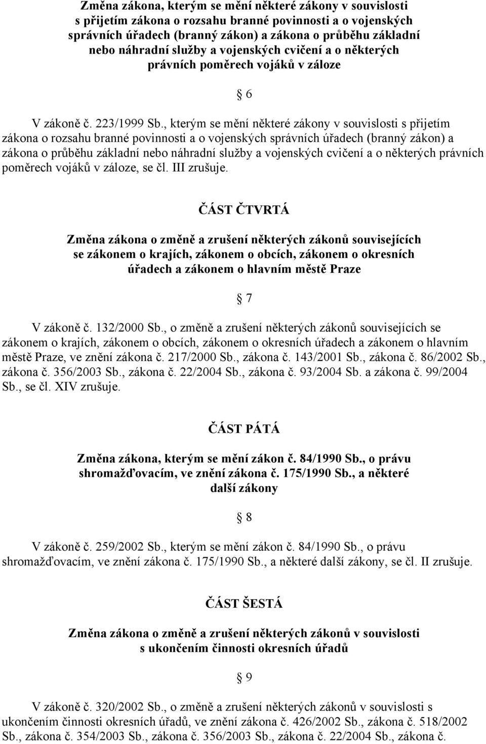 , kterým se mění některé zákony v souvislosti s přijetím zákona o rozsahu branné povinnosti a o vojenských správních úřadech (branný zákon) a zákona o průběhu základní nebo náhradní služby a