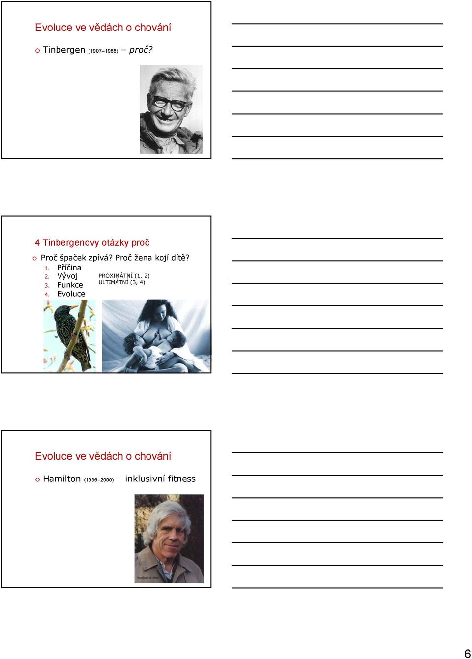 1. Příčina 2. Vývoj PROXIMÁTNÍ (1, 2) 3. Funkce ULTIMÁTNÍ (3, 4) 4.