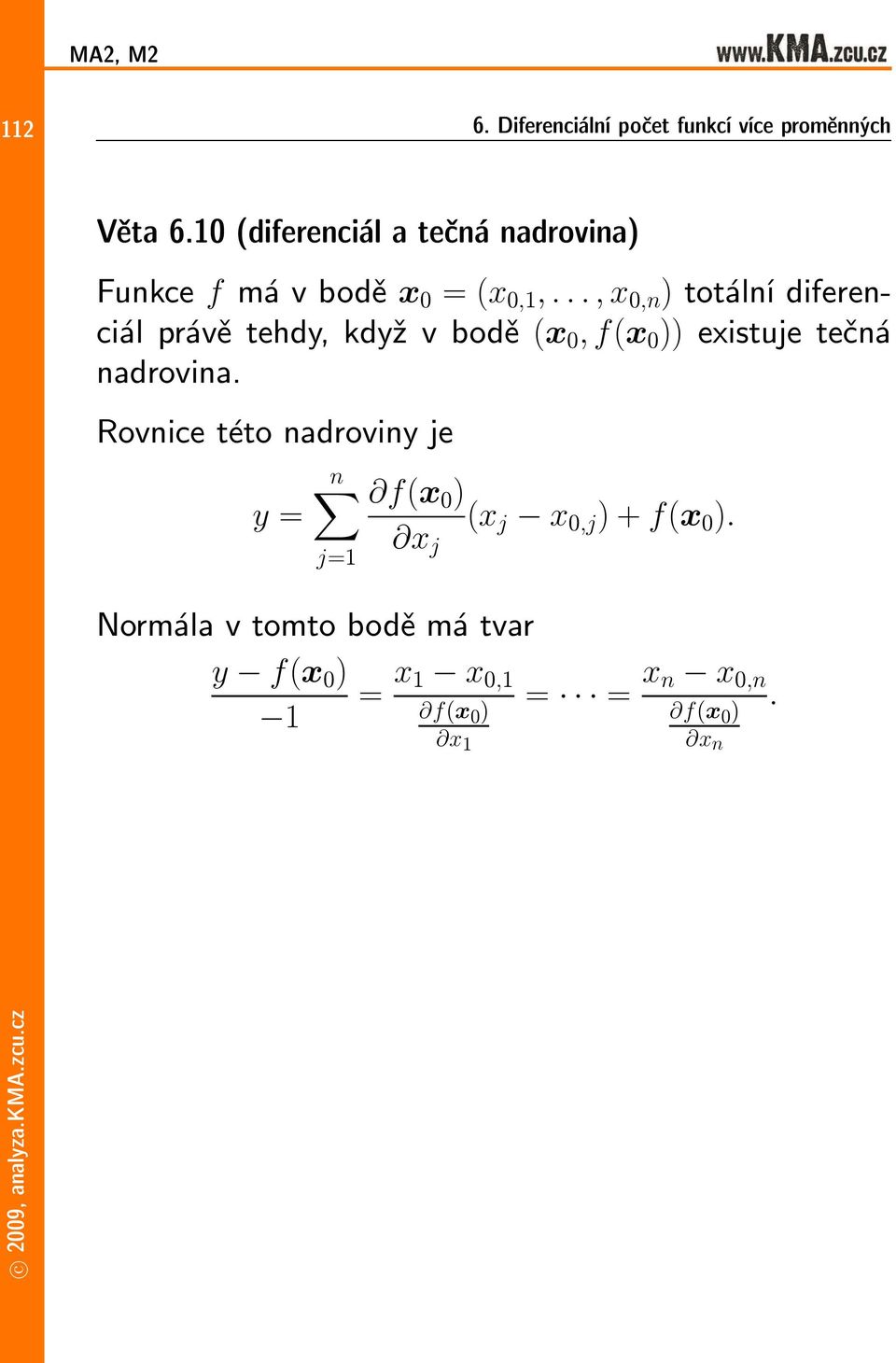 nadrovina. Rovnice této nadroviny je n f(x 0 ) y= (x j x 0,j )+f(x 0 ).