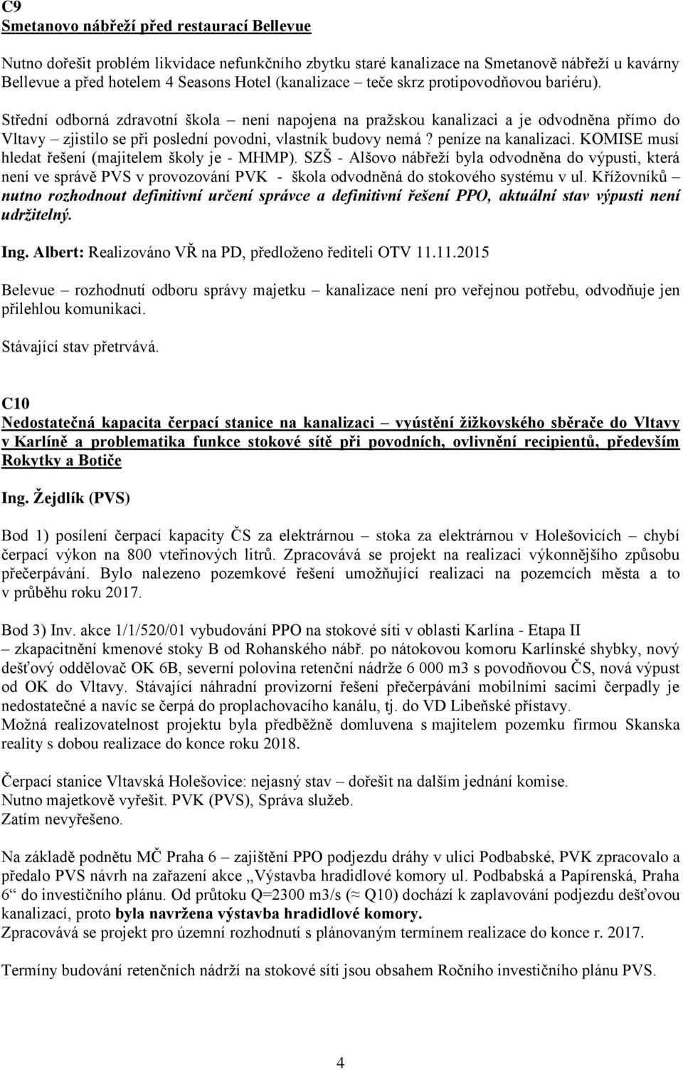 peníze na kanalizaci. KOMISE musí hledat řešení (majitelem školy je - MHMP).