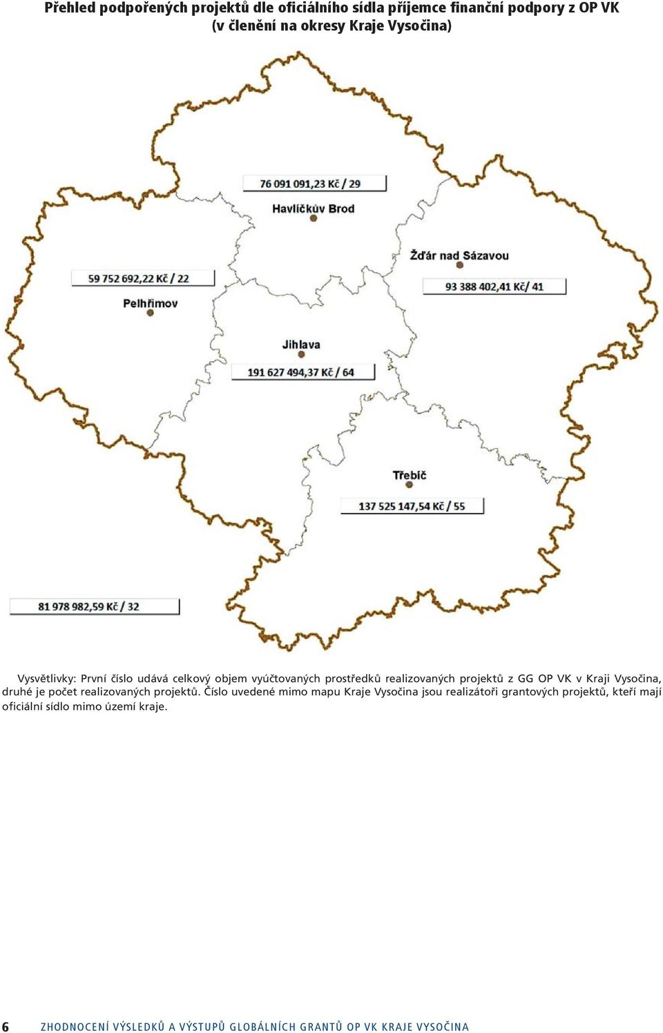 Kraji Vysočina, druhé je počet realizovaných projektů.