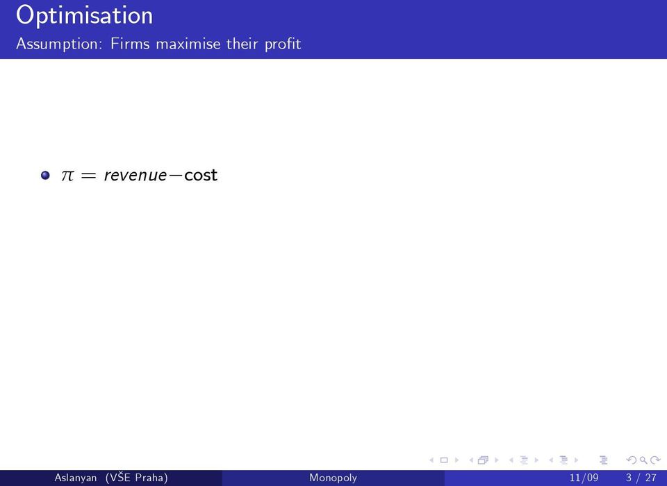 π = revenue cost Aslanyan