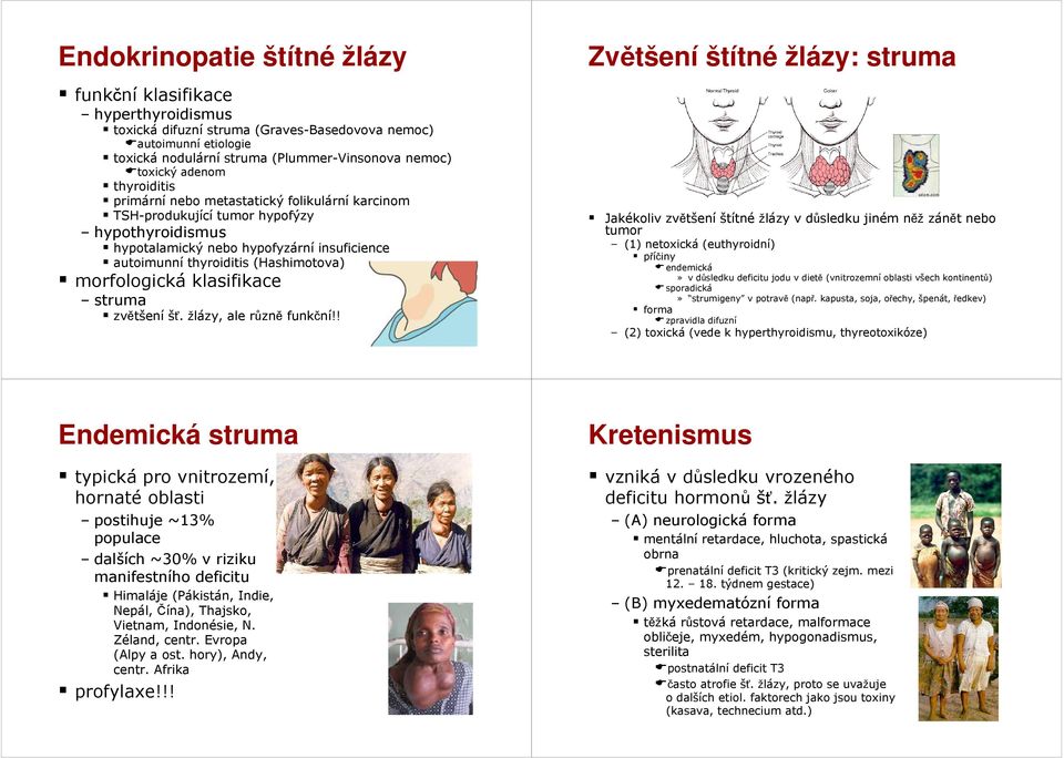 morfologická klasifikace struma zvětšení šť. žlázy, ale různě funkční!