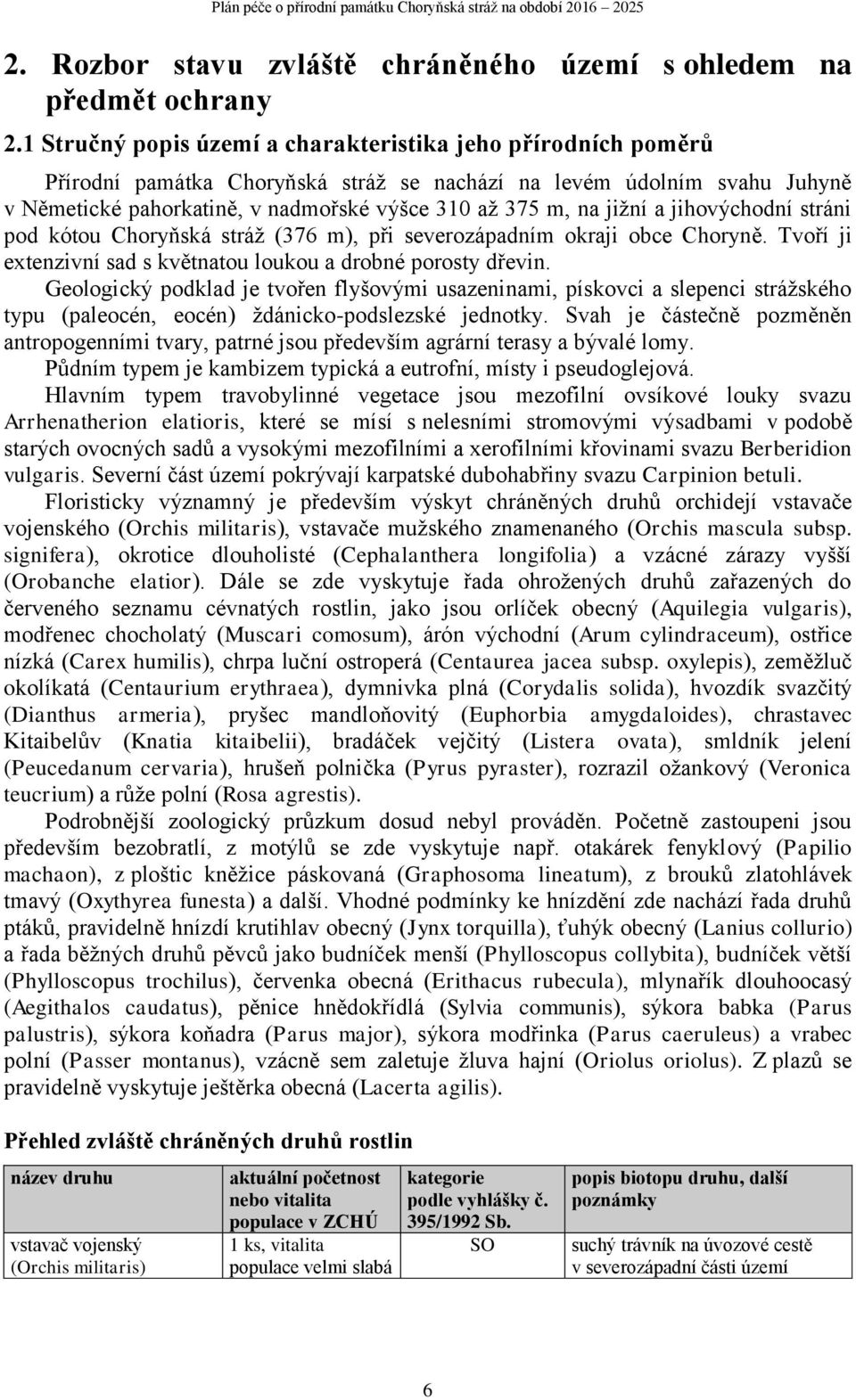 jižní a jihovýchodní stráni pod kótou Choryňská stráž (376 m), při severozápadním okraji obce Choryně. Tvoří ji extenzivní sad s květnatou loukou a drobné porosty dřevin.