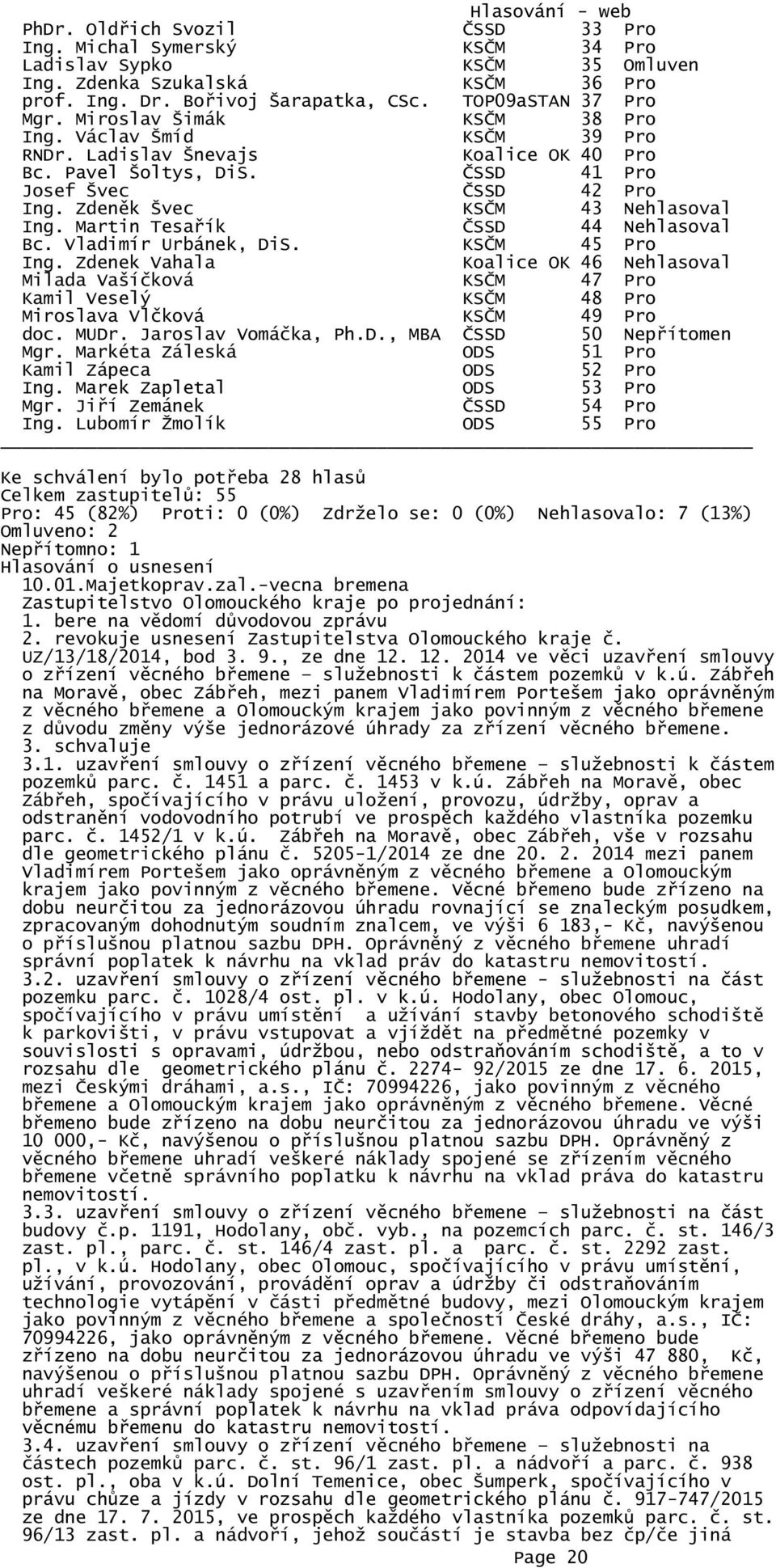 12. 2014 ve věci uzavření smlouvy o zřízení věcného břemene služebnosti k částem pozemků v k.ú.