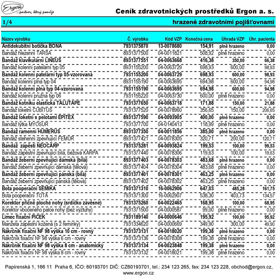 LINEUS 8931377551 04-0063668 416,38 350,00 66,38 Bandáž kolenní patelární typ 05 8931155200 04-0063729 698,93 600,00 98,93 Bandáž kolenní patelární typ 05-vzorovaná 7931155200 04-0063729 698,93
