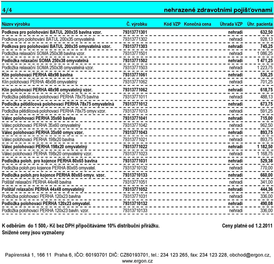 79313771303 nehradí 745,25 Podložka relaxační SOMA 250x38 bavlna vzor.