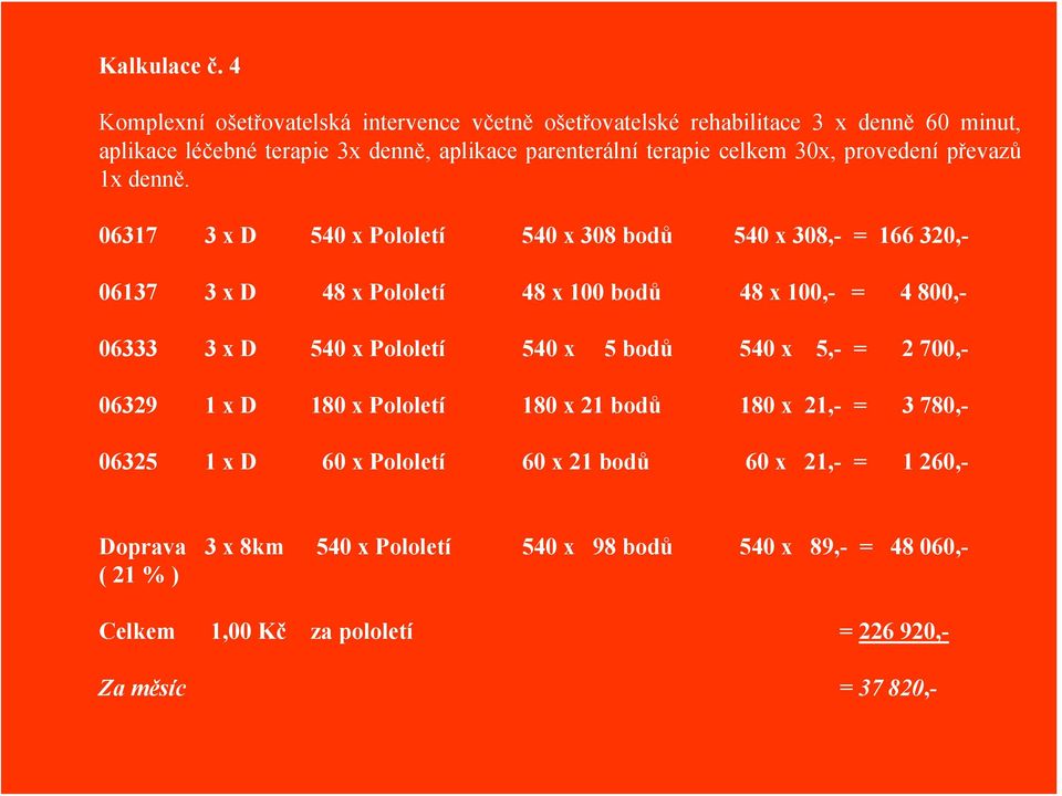 celkem 30x, provedení převazů 1x denně.