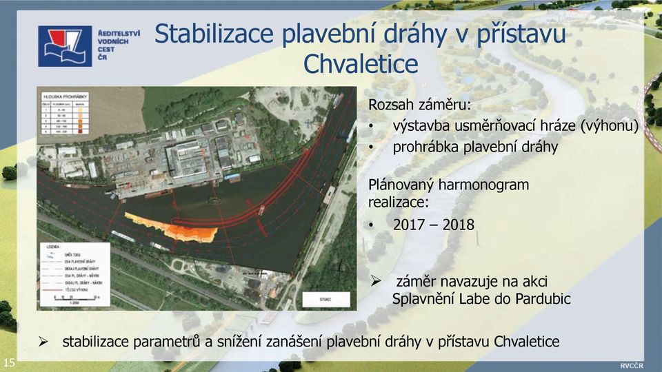 prohrábka plavební dráhy Plánovan% harmonogram realizace: 2017 2018!