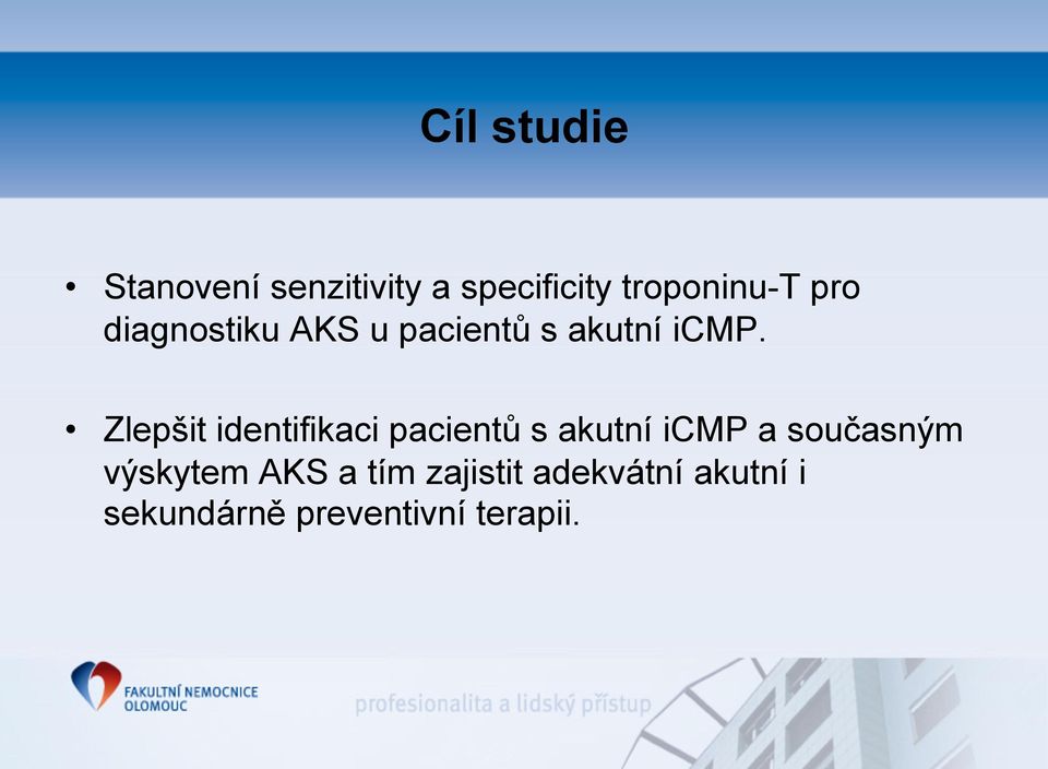 Zlepšit identifikaci pacientů s akutní icmp a současným