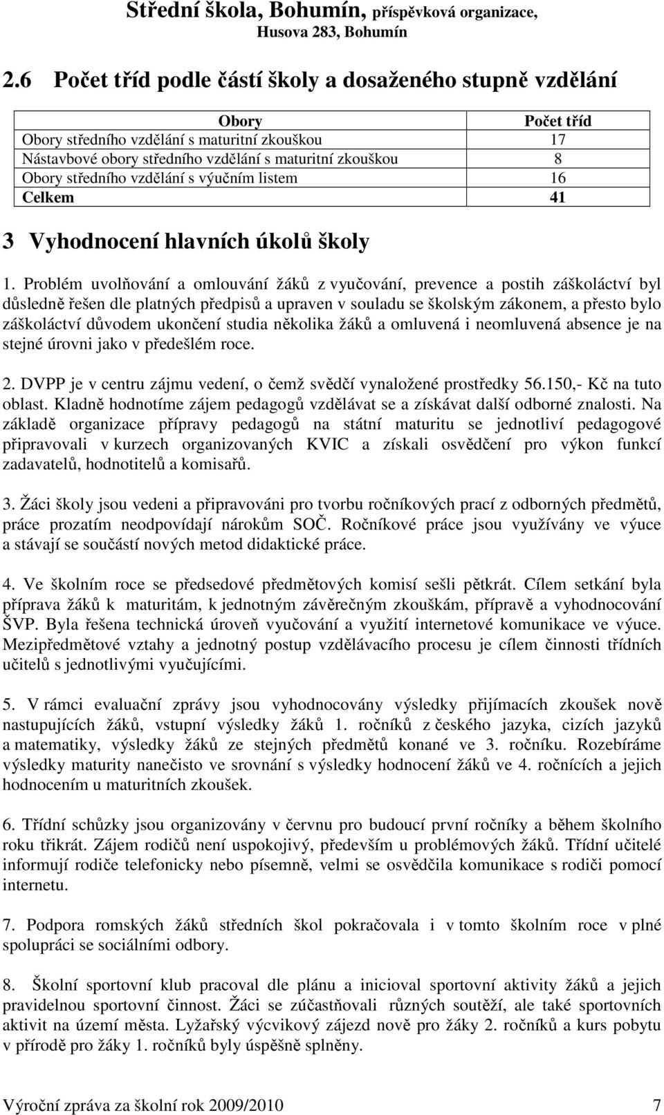 Problém uvolňování a omlouvání žáků z vyučování, prevence a postih záškoláctví byl důsledně řešen dle platných předpisů a upraven v souladu se školským zákonem, a přesto bylo záškoláctví důvodem