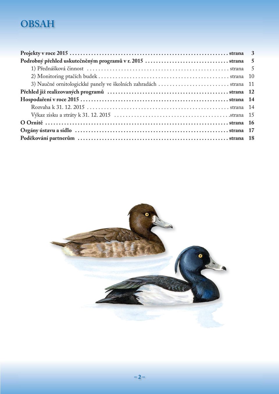 ........................ strana 11 Přehled již realizovaných programů............................................. strana 12 Hospodaření v roce 2015....................................................... strana 14 Rozvaha k 31.