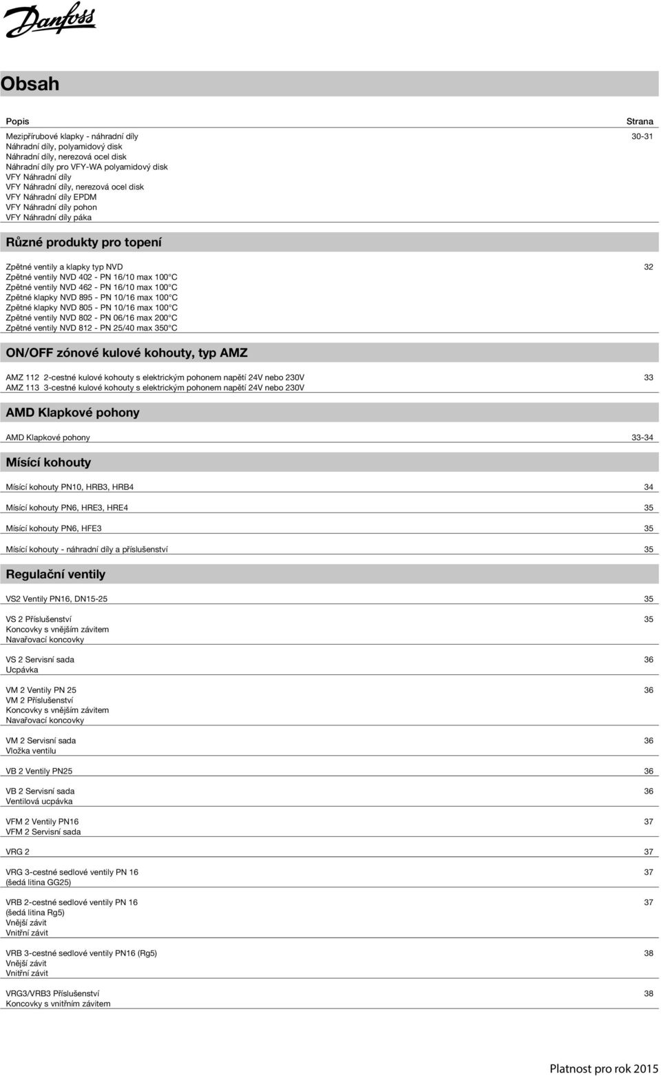 Zpětné ventily NVD 462 - PN 16/10 max 100 C Zpětné klapky NVD 895 - PN 10/16 max 100 C Zpětné klapky NVD 805 - PN 10/16 max 100 C Zpětné ventily NVD 802 - PN 06/16 max 200 C Zpětné ventily NVD 812 -