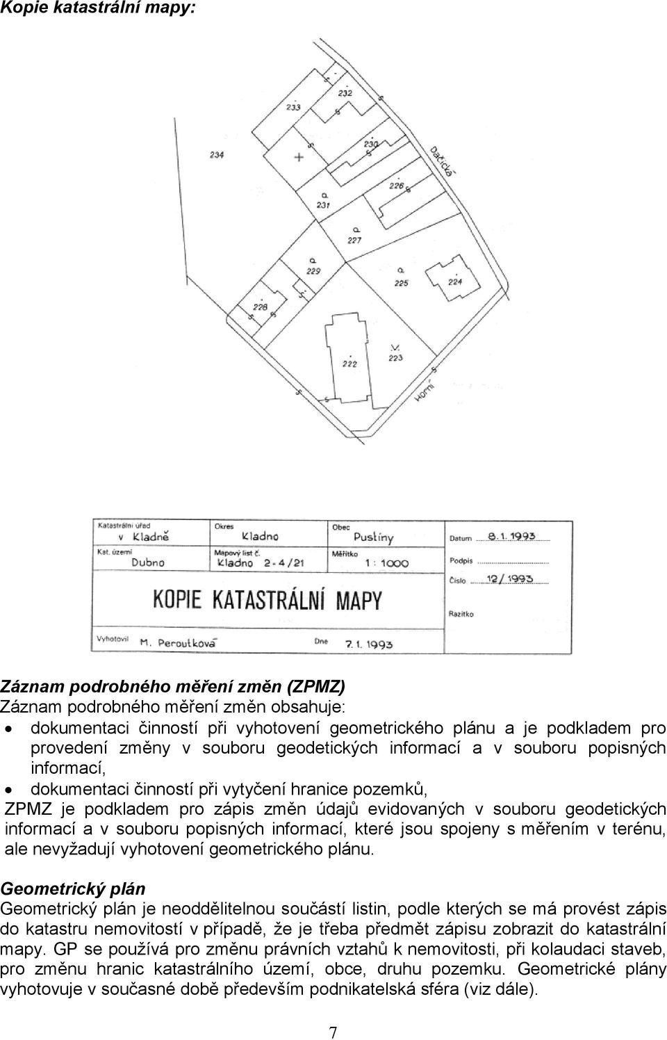 a v souboru popisných informací, které jsou spojeny s měřením v terénu, ale nevyžadují vyhotovení geometrického plánu.