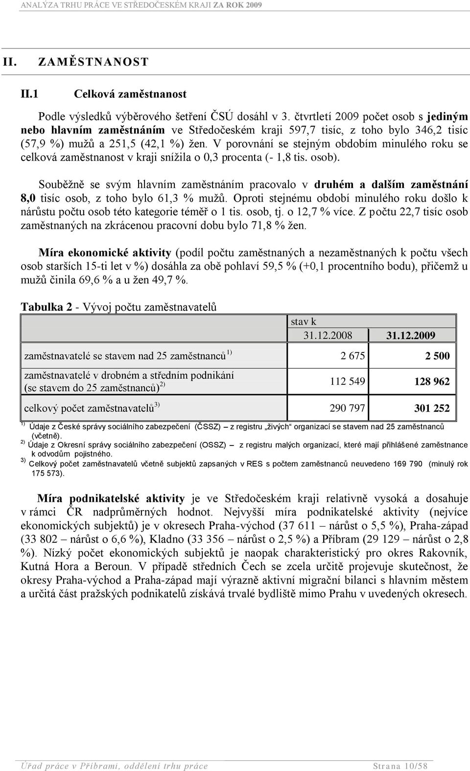 V porovnání se stejným obdobím minulého roku se celková zaměstnanost v kraji sníţila o 0,3 procenta (- 1,8 tis. osob).