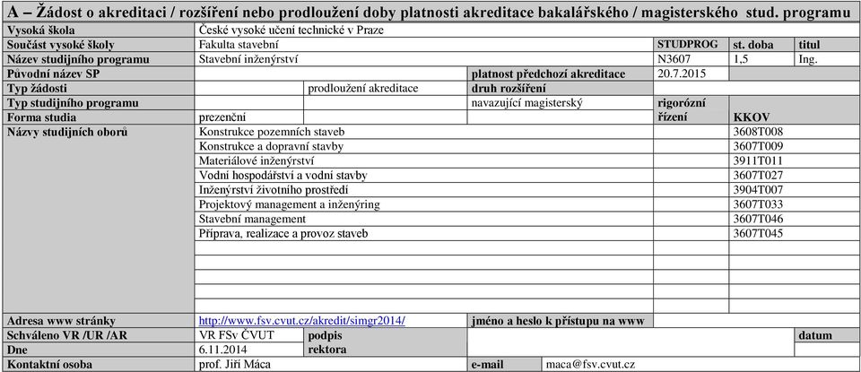 Původní název SP platnost předchozí akreditace 20.7.