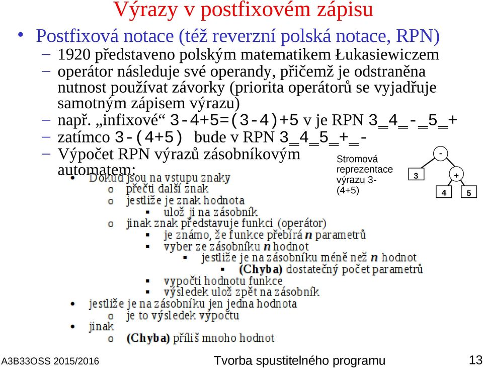 vyjadřuje samotným zápisem výrazu) např.