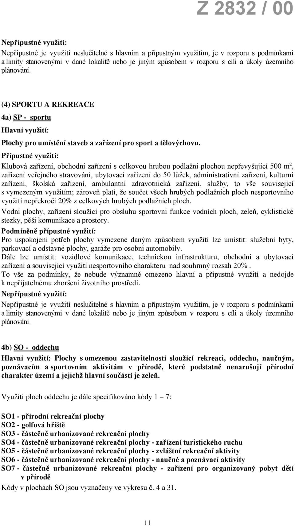 zařízení, školská zařízení, ambulantní zdravotnická zařízení, služby, to vše související s vymezeným využitím; zároveň platí, že součet všech hrubých podlažních ploch nesportovního využití nepřekročí