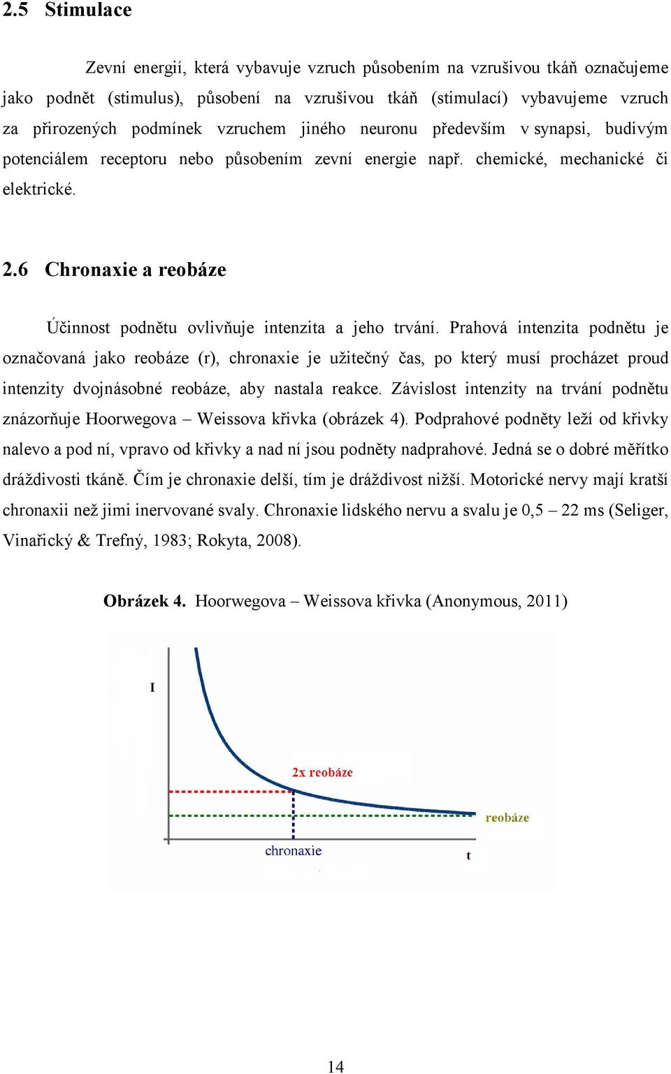 6 Chronaxie a reobáze Účinnost podnětu ovlivňuje intenzita a jeho trvání.
