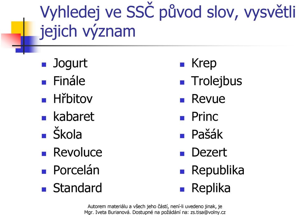 kabaret Škola Revoluce Porcelán Standard