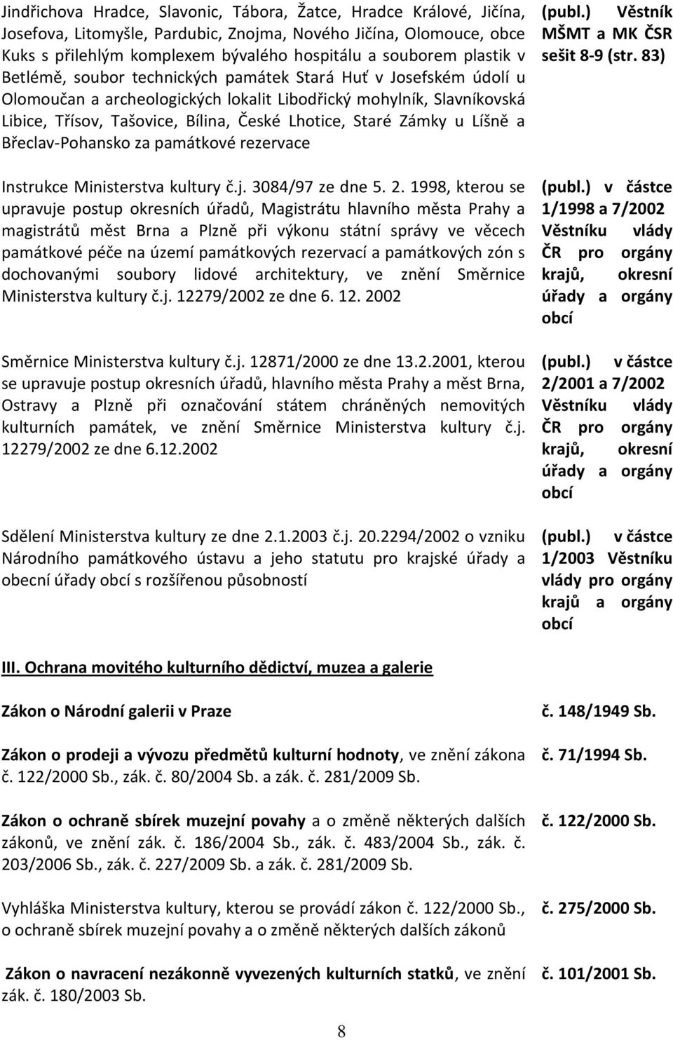 Staré Zámky u Líšně a Břeclav-Pohansko za památkové rezervace Instrukce Ministerstva kultury č.j. 3084/97 ze dne 5. 2.