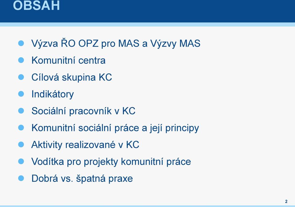 Komunitní sociální práce a její principy Aktivity