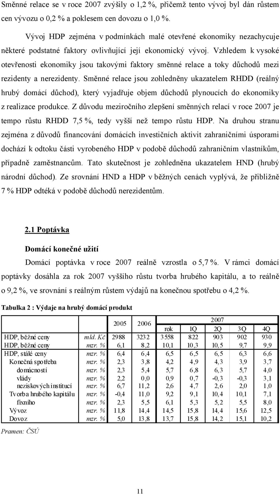 Vzhledem k vysoké otevřenosti ekonomiky jsou takovými faktory směnné relace a toky důchodů mezi rezidenty a nerezidenty.