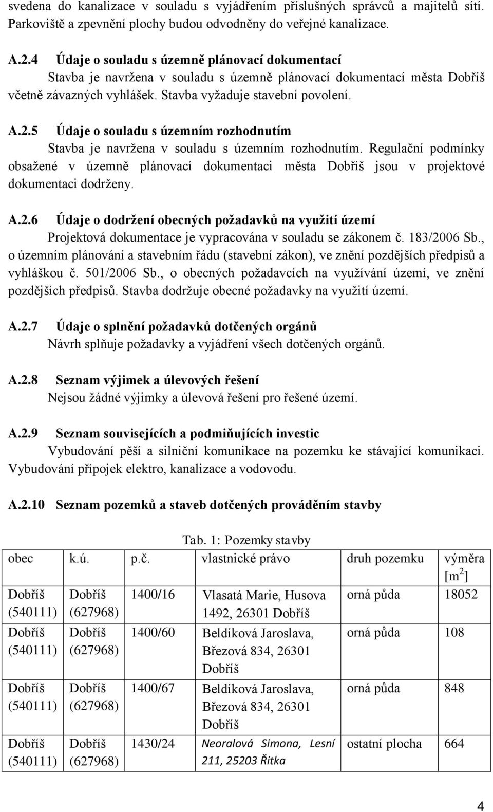 5 Údaje o souladu s územním rozhodnutím Stavba je navržena v souladu s územním rozhodnutím.