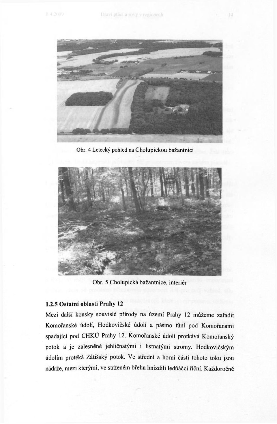 pásmo tůní pod Komořanami spadající pod CHKÚ Prahy 12.