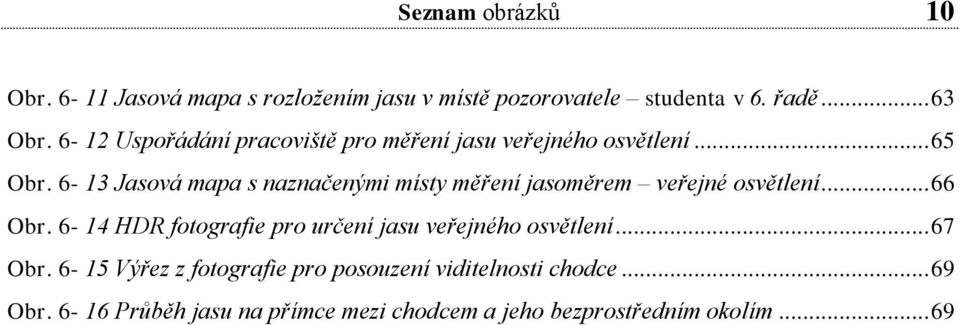 6-13 Jasová mapa s naznačenými místy měření jasoměrem veřejné osvětlení... 66 Obr.