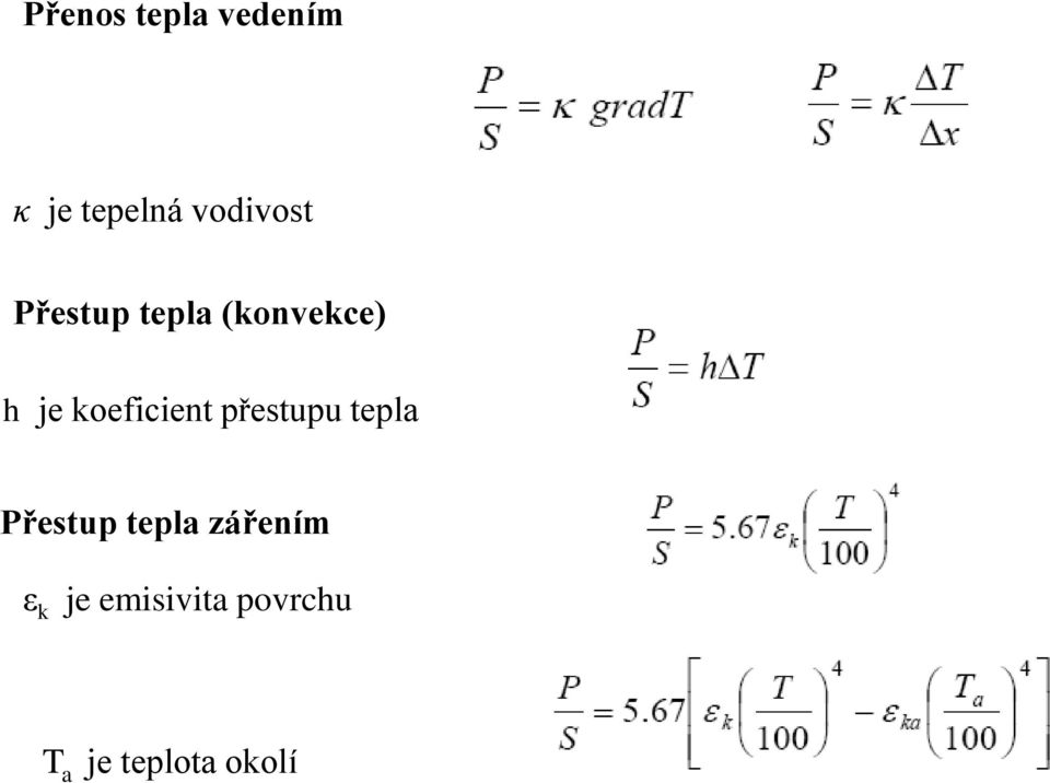 koeficient přestupu tepla Přestup tepla