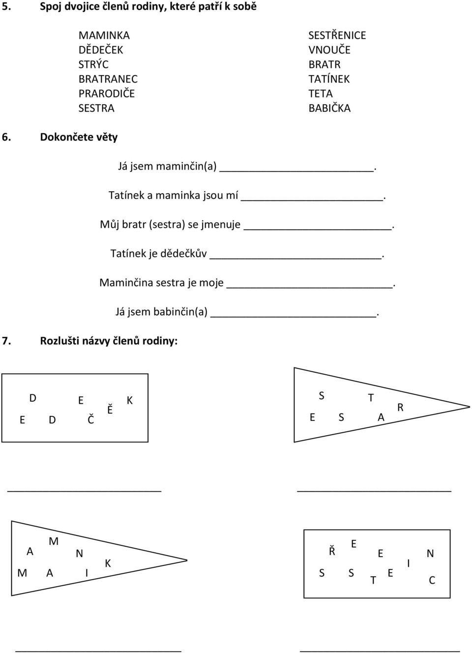 Můj bratr (sestra) se jmenuje. atínek je dědečkův.