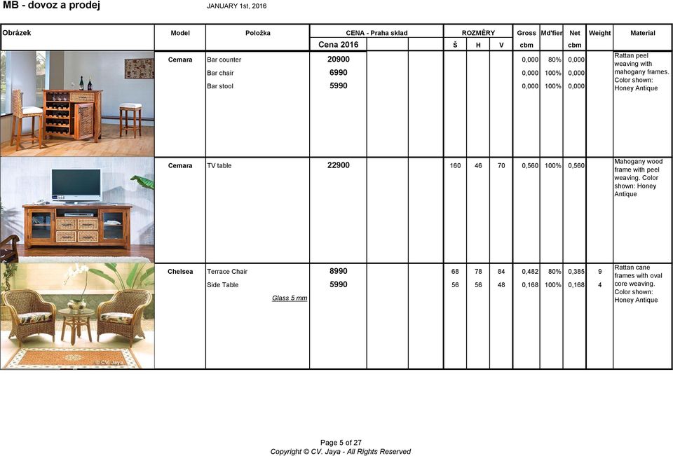 shown: Natural Bar stool 5990 0,000 100% 0,000 Honey Cemara TV table 22900 160 46 70 0,560 100% 0,560 Mahogany