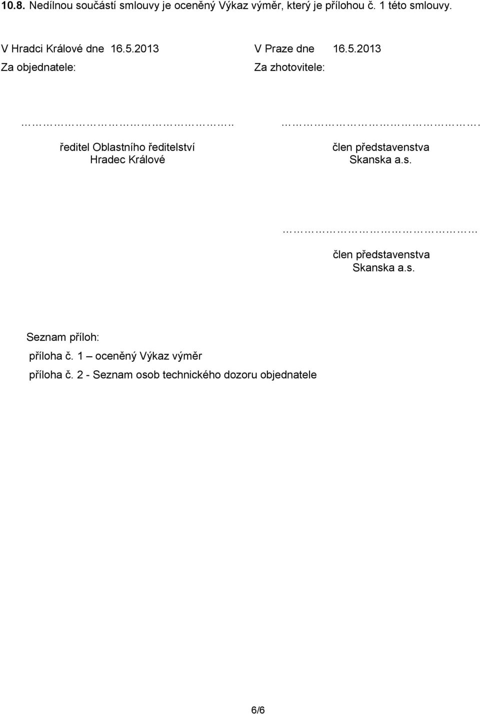 . ředitel Oblastního ředitelství Hradec Králové. člen představenstva Skanska a.s. člen představenstva Skanska a.s. Seznam příloh: příloha č.