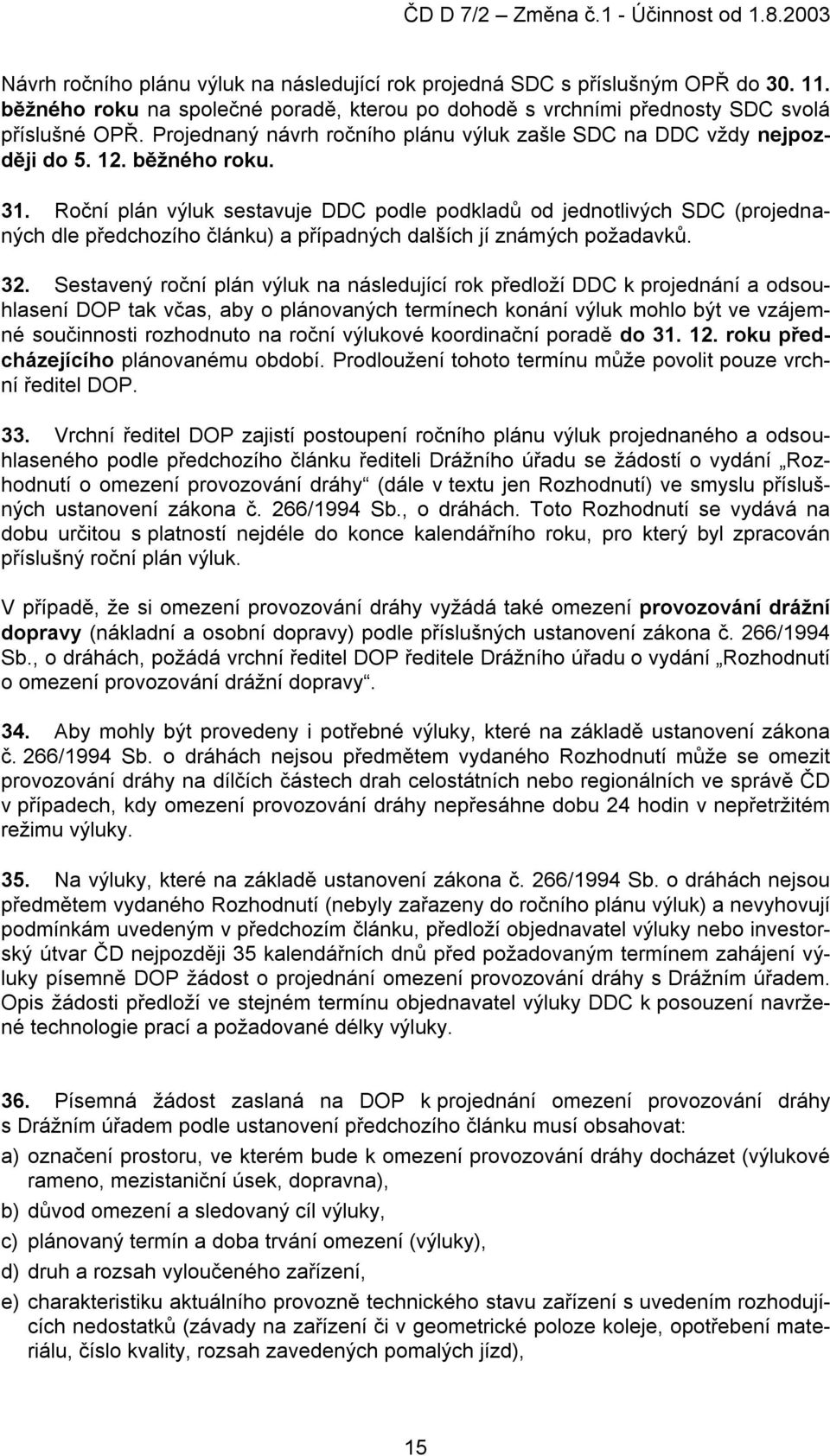 Roční plán výluk sestavuje DDC podle podkladů od jednotlivých SDC (projednaných dle předchozího článku) a případných dalších jí známých požadavků. 32.