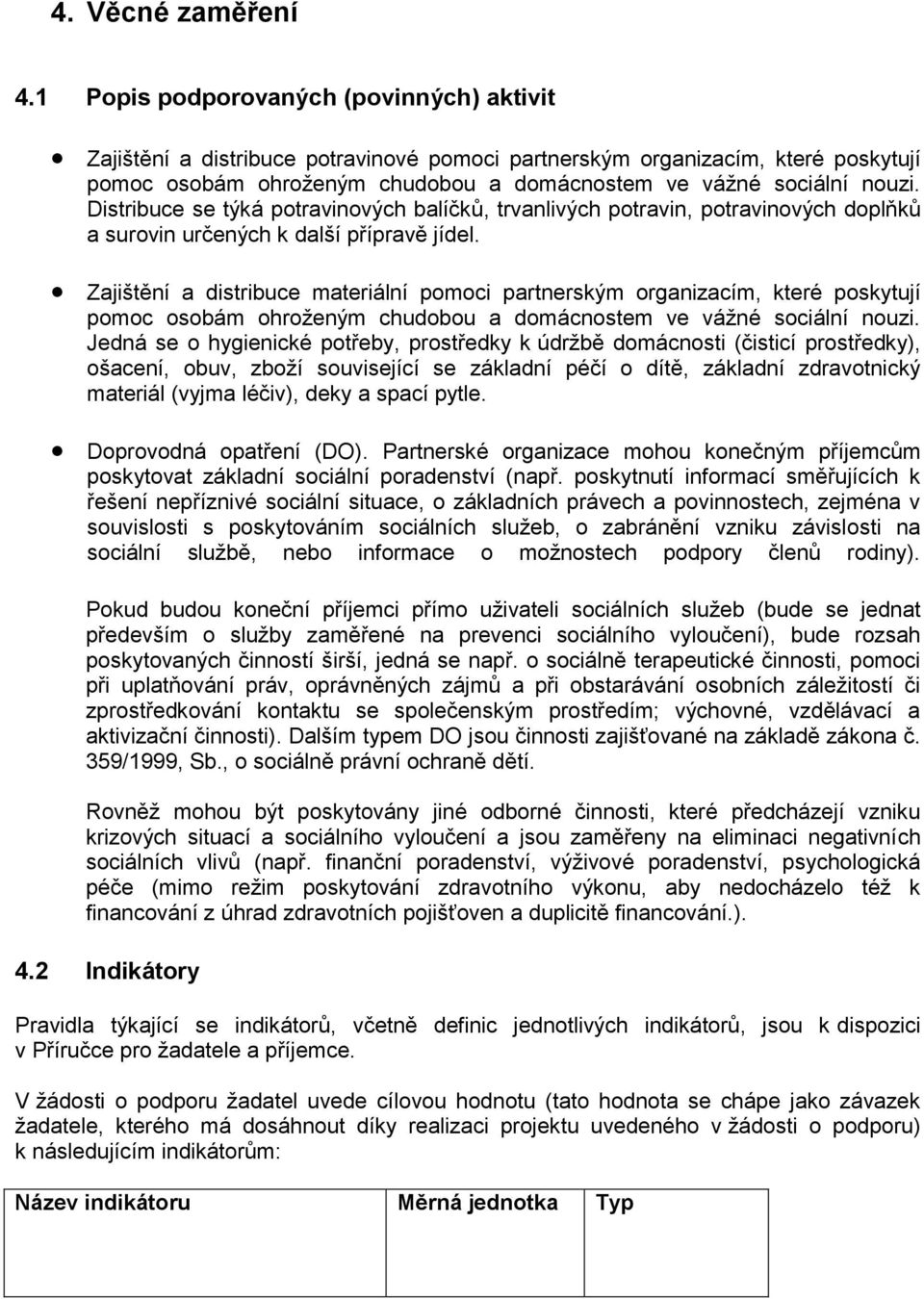 Distribuce se týká potravinových balíčků, trvanlivých potravin, potravinových doplňků a surovin určených k další přípravě jídel.